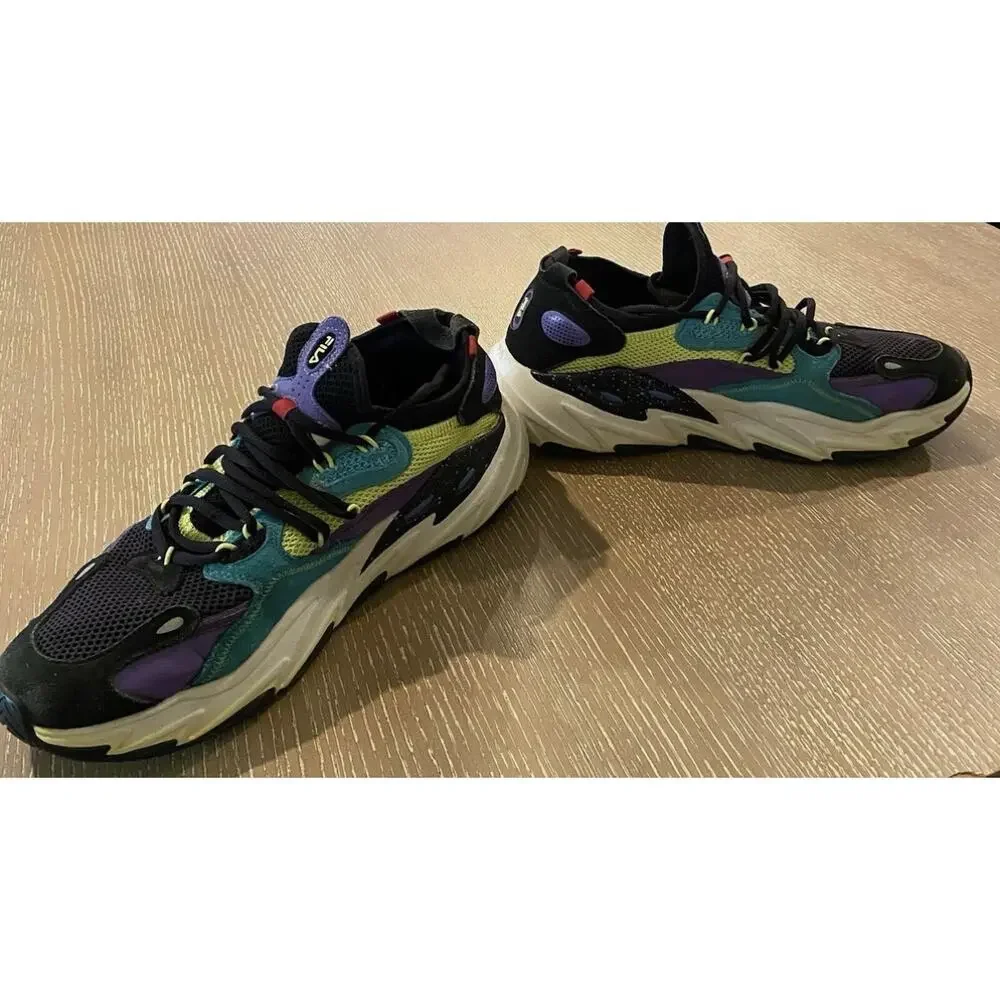 Fila Ray Tracer Evo 2 Ludi Mens Shoes 11.5 Black Yellow Purple Sneakers Lace Up - Picture 3 of 7